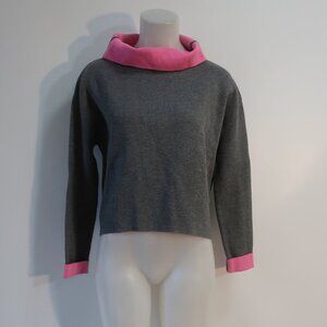 Womens Milly Gray, Hot Pink Turtleneck Sweater S